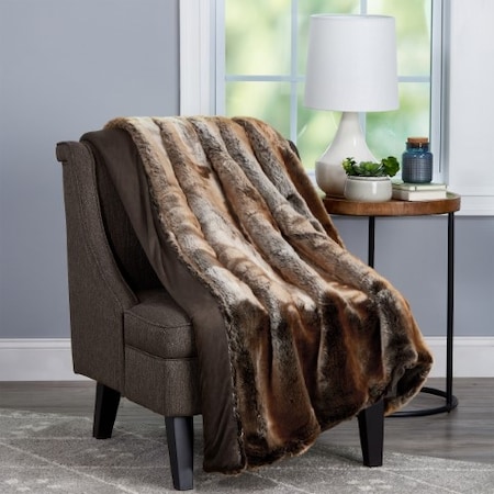 Faux Fur Throw Luxurious, Hypoallergenic Premium Zobel Marten Sable Blanket, Faux Mink Back 60x70